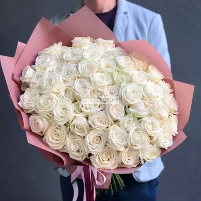 51 Белая роза Эквадор. Цена – 12550 руб. Арт – 1039 - №1