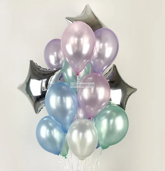 Воздушные шары «Фонтан Разноцветный перламутр» - фото 1