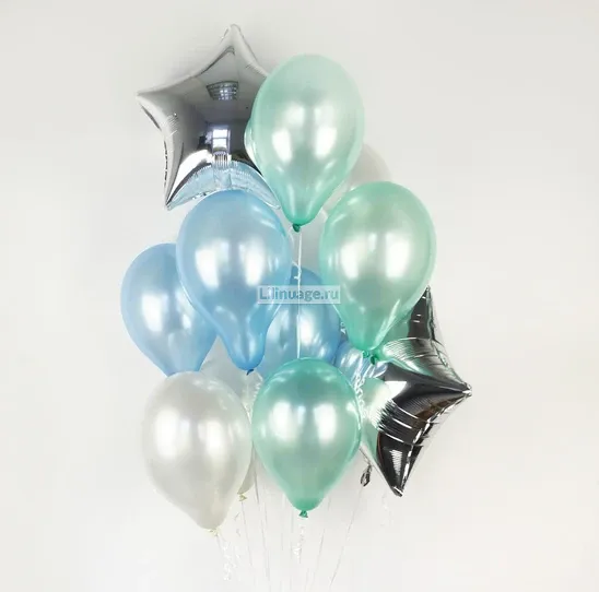 Воздушные шары «Фонтан Перламутр и звезды» - фото 1