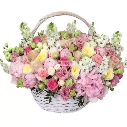 Букет цветов в корзине "100 оттенков нежности ". Цена – 68480 руб. Арт – 897 - №2