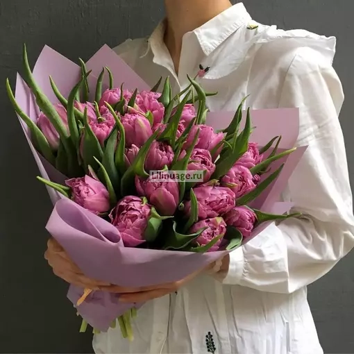 Букет из 25 лавандовых тюльпанов. Цена – 6300 руб. Арт – 1169 - №1