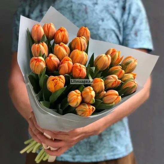 Тюльпаны «Букет из 25 оранжевых тюльпанов» - фото 1