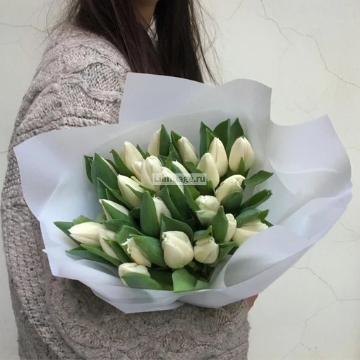 Букет из 25 белых  тюльпанов. Цена – 7080 руб. Арт – 1171 - №1
