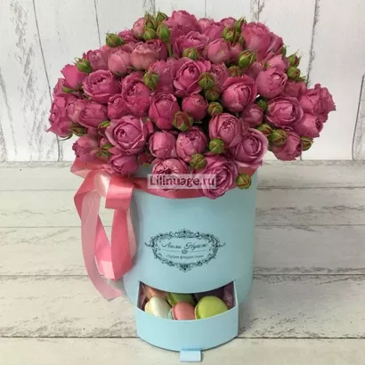 Пионовидные розы в шляпной коробке "Luxury". Цена – 10000 руб. Арт – 1194 - №2