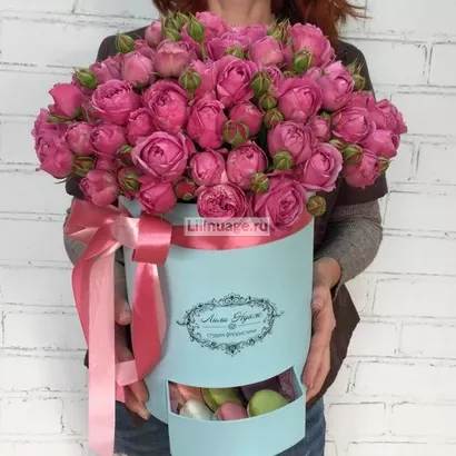 Пионовидные розы в шляпной коробке "Luxury". Цена – 10000 руб. Арт – 1194 - №1
