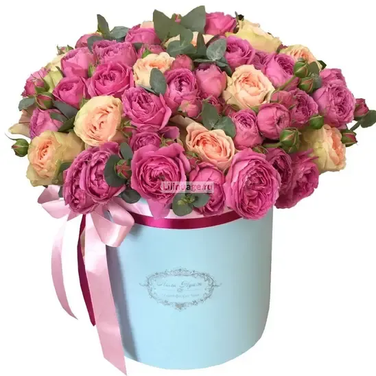  Розы «Букет роз в шляпной коробке “Мечты”» - фото 3