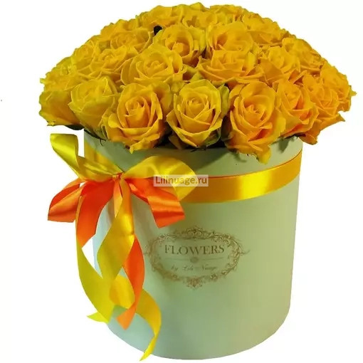 Желтые розы в шляпной коробке. Цена – 4640 руб. Арт – 452