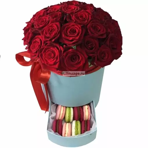 Букет красных роз в коробке Luxury. Цена – 8600 руб. Арт – 464 - №2