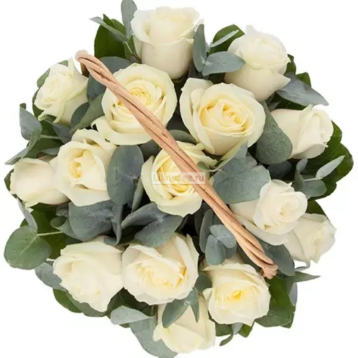 Розы в корзине "Снег". Цена – 6300 руб. Арт – 493 - №2