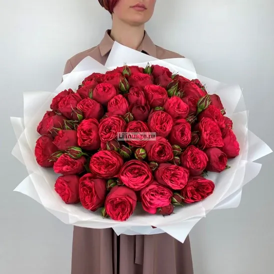 Пионовидные розы «Букет пионовидных роз Ред Пиано» - фото 3