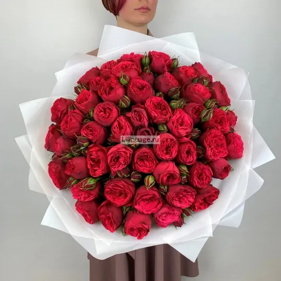 Пионовидные розы «Букет пионовидных роз Ред Пиано» - фото 1