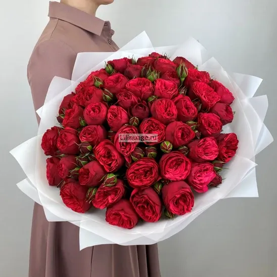 Пионовидные розы «Букет пионовидных роз Ред Пиано» - фото 4