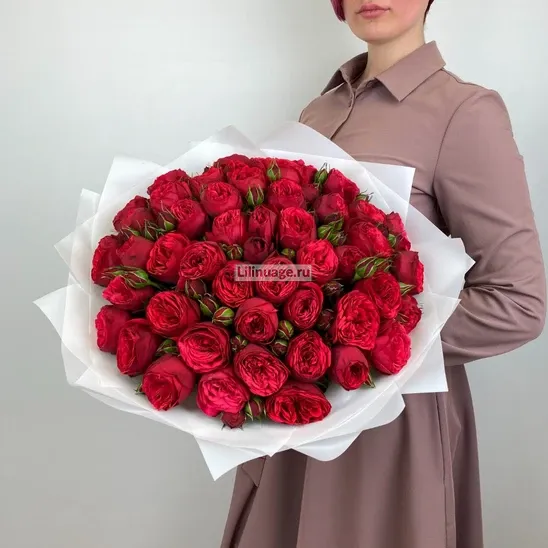 Пионовидные розы «Букет пионовидных роз Ред Пиано» - фото 5