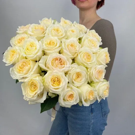 Пионовидные розы «Пионовидные розы Кэндллайт 25 шт» - фото 1