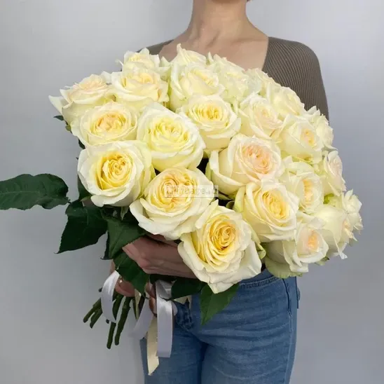 Пионовидные розы «Пионовидные розы Кэндллайт 25 шт» - фото 3