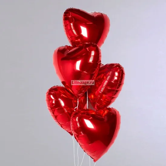 Воздушные шары «5 воздушных шаров в форме сердца» - фото 1