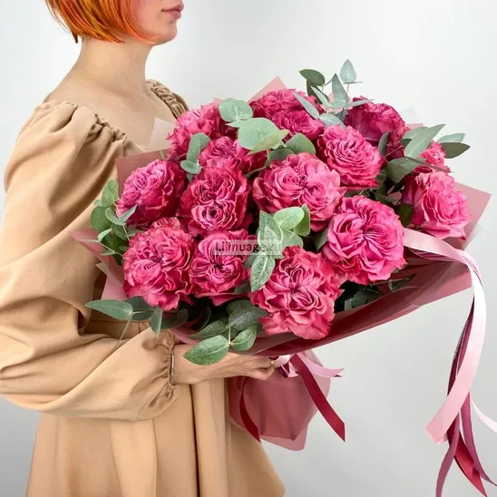 Пионовидные розы «Кантри Блюз 15 шт» - фото 4