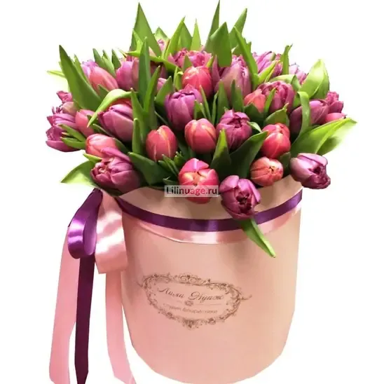 Тюльпаны «Тюльпаны в шляпной коробке "Макси"» - фото 2